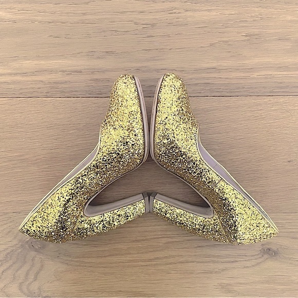 miu miu Gold Glitter Curved Heels, IT38 - Picture 5 of 11